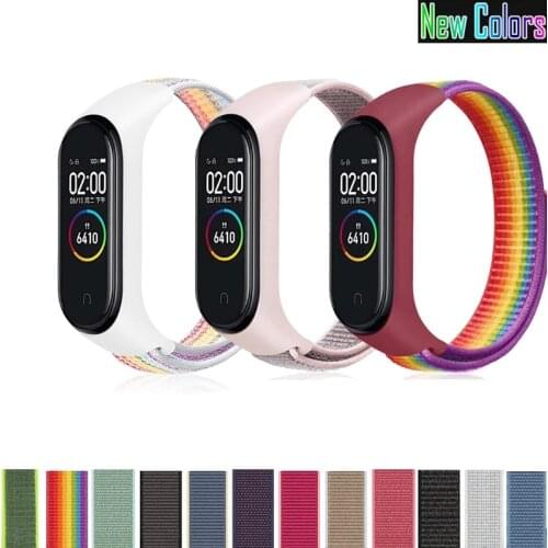 Sport Nylon Loop Band Wrist for XIAOMI MIBand 3 4 5 MIBand 4 Bracelet Replacement for mi band 5 4 3 strap loop miband 5 4 3