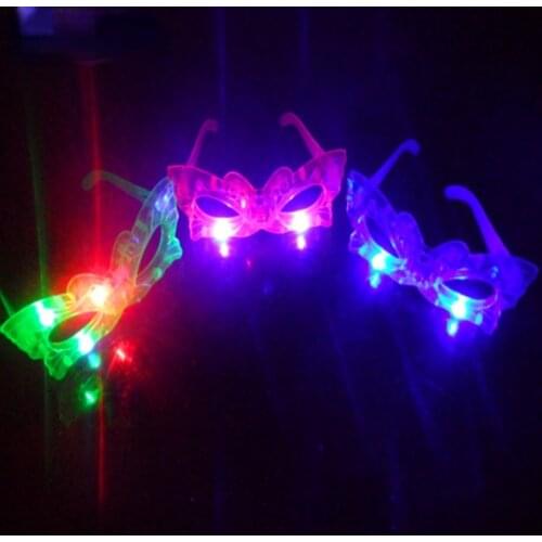 12pcs/lot LED Butterfly Glasses Laser Flashing Glasses Light Party Glow Mask Christmas Halloween Gift Glow Blinking Glasses