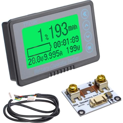 TF03K DC10~120V 50A/100A/350A/500A Battery Capacity Tester Voltage Current Display Coulomb Counter wiht 1m