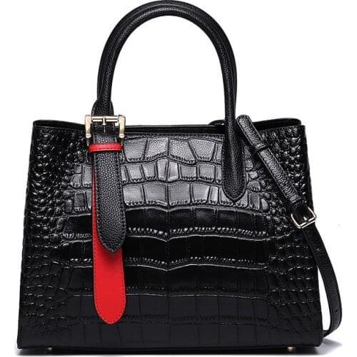 Alligator Pattern Women Leather Handbag Simple Elegant Commuter Tote Bag Genuine Leather Lady Working Bag Designer Shoulder Bags