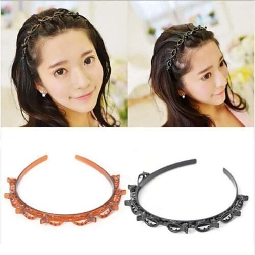 1pc Double Bangs Clip Hair Band Hollow Woven Bangs Headband Double Bangs Hairstyle Hairpin Headband for Women Wedding Jewelry