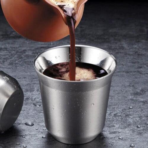160ml/80ml Mug Double Wall Anti-scald Easy Cleaning Stainless Steel smooth surface Coffee Cup anti-scald for Cafe leak proof