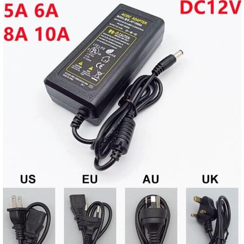 220V To 12V 10A 8A 6A 5A 3A 2A Lighting Transformers EU US UK AU Plug Power Supply 12V Universal Converter Power Adapter Charger