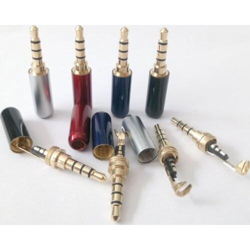 4 Poles Jack 3.5 RCA Connector RCA Audio Plug 3.5mm Stereo Headset Dual Track Headphone Plug With Wire Clip High Quality