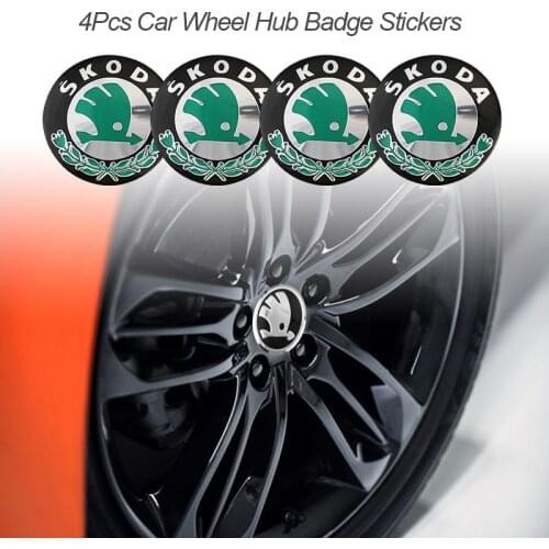 4Pcs 56mm Car Wheel Center Emblem Stickers For Skoda Octavia Superb Fabia Kamiq Karoq Kodiaq Rapid Scala Express Yeti 2012 2013