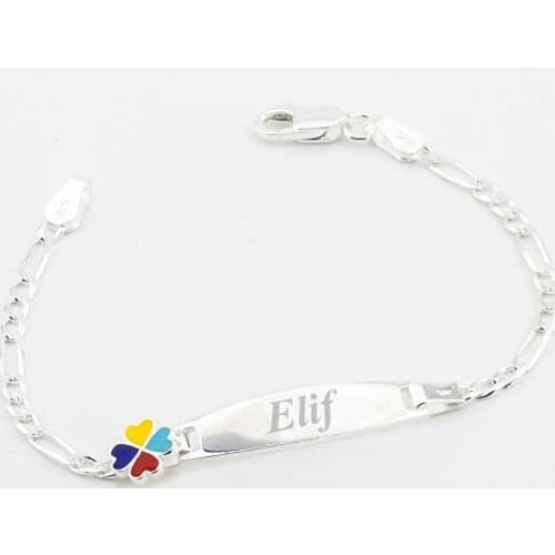 925 Sterling Silver Name Writtable Girl Bracelet Luck with Design