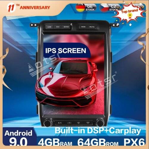For Ford Raptor F150 2009 + Aotsr Vertical screen Tesla Style PX6 Android 9.0 RAM 4GB CARPLAY Car Radio Play Car GPS Navigation