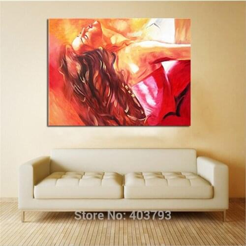 Large Hand Painted Abstract Figure Oil Painting on Canvas Contemporary Beautiful Sex Girl Wall Art Deco Picture Unframe