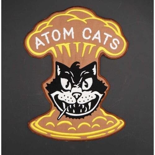 ATOM CATS Large Embroidery Biker Slovak Patch Sticker For Clothing