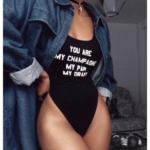 One piece YOU ARE MY CHAMPAGNE MY PAPI MY DRAKE bodysuit high cut Swimwear Women Bodysuit beachwear bathing suit jumpsuit