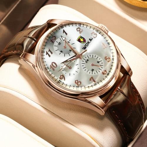 SHSHD Fashionable casual mens watch Dress watch business quartz Big dial watch abrasive leather belt Watch Relogio Masculino