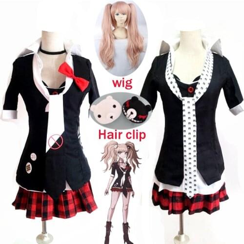 Danganronpa Cosplay Junko Enoshima Emboitement Inushio Kimuchi Symbol Mark Sign Dangan-Ronpa Trigger Happy Havoc Costume Wig