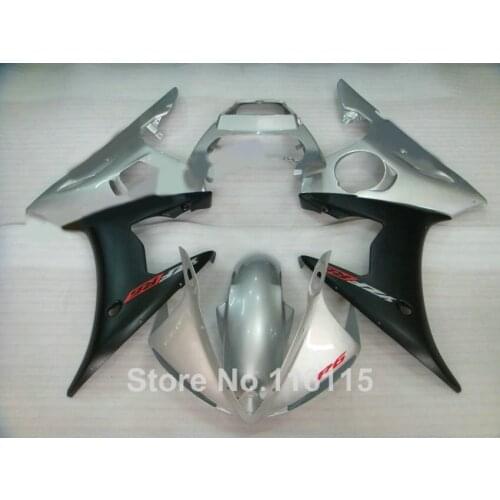 Hot sale ABS fairing kit for YAMAHA R6 03 04 05 silver matte black YZF R6 2003 2004 2005 fairings set 2355