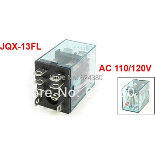 JQX-13F /LYNN-J AC 110V 220V DC 12V 24V 48V Coil 10A 240V DPDT 2P2T 8 Pin General Purpose Electromagnetic Power Relay JQX-13FL