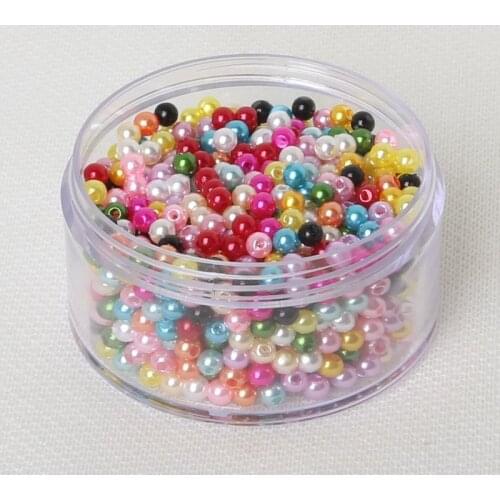 Hot Selling 1000 Pcs Assorted Color Acrylic Beads Imitation Pearl Round Beads Dia 4mm 15 Color to Selection For Jewelry Making