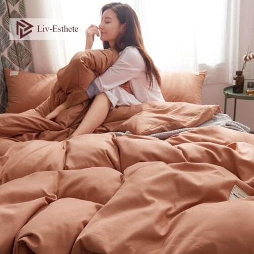 Liv-Esthete Orange Luxury Bedding Set Home Duvet Cover Flat Sheet Double Queen King Adult Linen Bedspread Fitted Sheet Corners