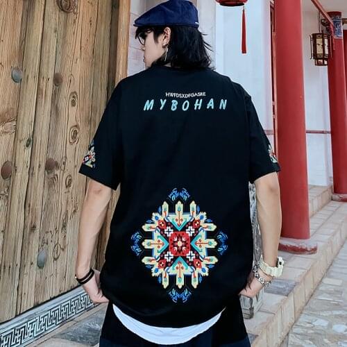 Men Embroidery T-Shirts 2021 New Summer Fashion Cotton Crewneck Tops Tees