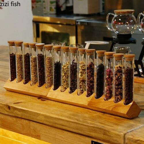 Tea Set Glass Tube Display Stand Coffee Bean Tea Shop Tea Sealed Tank Bar Furnishings Creative Storage Tank