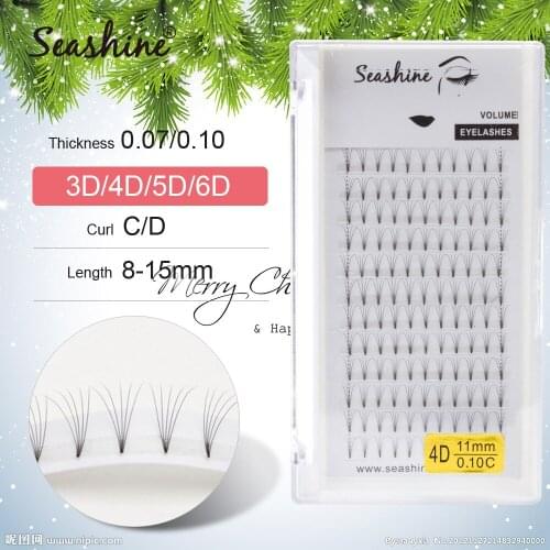 Seashine False Eyelash Natural Short Stem Premade Russian Volume Fans Semi Permanent Makeup Handmade Lashes Eyelashes Extension