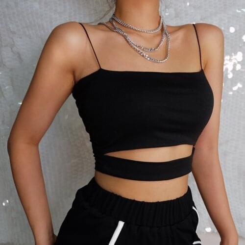 2021 New Fashion Hot Sexy Women Summer Sexy Casual Sleeveless Cut-Out Short Tee Shirt Crop Top Vest Strap Tank Top Blouse Female