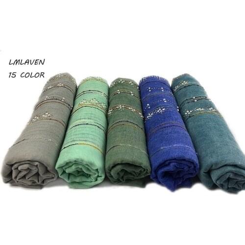 NEW luxury cotton scarf fashion diamond shimmer head scarf women hijab wrap shawl soft scarves muslim headband elegant bandana