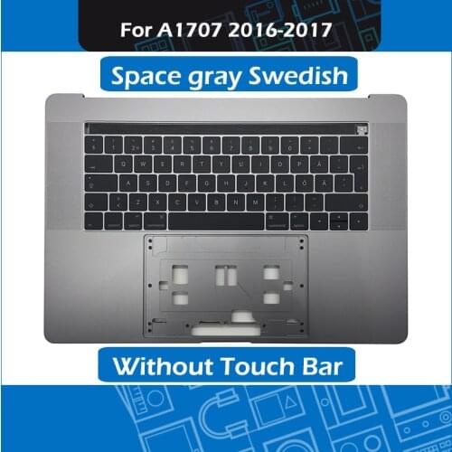 Space grey Laptop Palm Rest for Macbook Pro Retina 15" Touch Bar A1707 Top Case with SE Swedish Keyboard Replacement 2016-2017