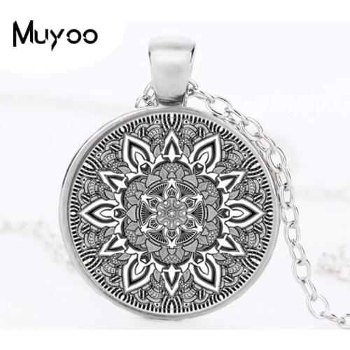 Mandala flower necklaces charm henna yoga pendant necklace handmade jewelry style india om symbol Zen Buddhism for women HZ1