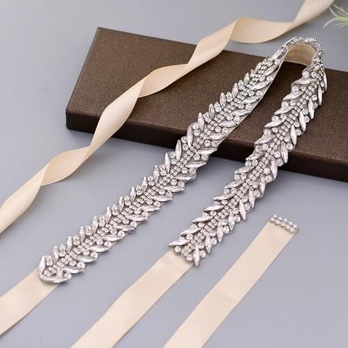 OLOMLB MissRDress Pearls Bridal Belt Rose Gold Crystal Wedding Belt Rhinestones Bridal Sash For Wedding Party Dresses