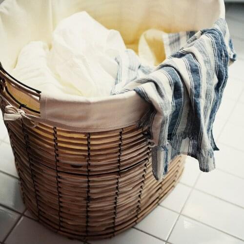 Wicker Woven Iron Basket Dirty Clothes Storage Basket Rattan Fabric Lining Fruit and Vegetable Storage Basket