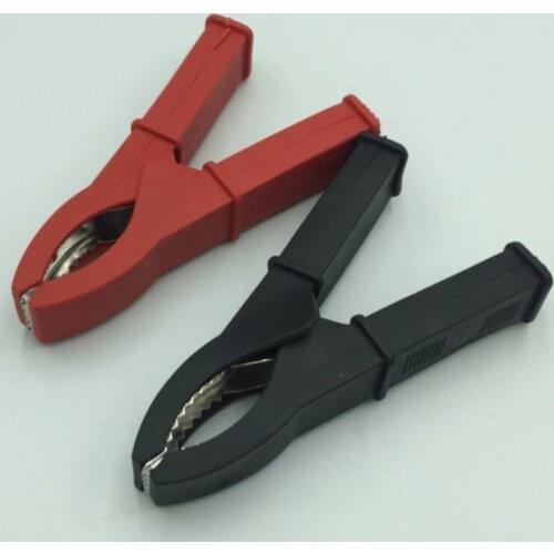 2 Pcs Fully Insulated Car Battery Alligator Clip Clamp Red/Black Length 100mm