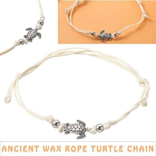 Simple Unisex Ankle Bracelet Chic Turtle Hand Adjustable Anklet Retro Ethnic Boho Ankle Bracelet Summer Sandal Beach Jewelry