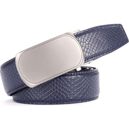 Men Automatic Buckle Belt Fashion Men Belt Mens Top Grain Leather Ratchet Belt Male Waistband width:3.4cm,length:110-125cm