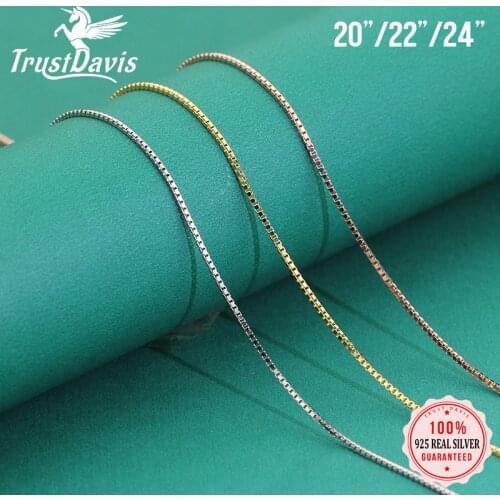 Trustdavis Genuine 100% 925 Sterling Silver Jewelry Box Chain Collarbone Chain Long Necklace For Women Silver 925 Jewelry DC14