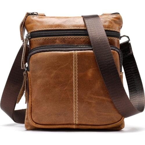 Handbags Messenger Bag Mens Shoulder Genuine Leather bags Flap Small male man Crossbody bag for men natural Leather bags