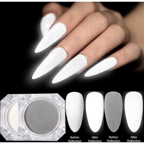 1Box Reflective Nail Glitter Powder Shiny Dust Glow In The Dark For Bar Disco Sparkling Pigment Fluorescent Nail Art Decorations