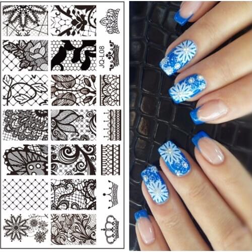 Lace Flower Designs Polish Print Nail Image Plate 60*120mm Nail Art Stencils Stamping Template #JQ-L08