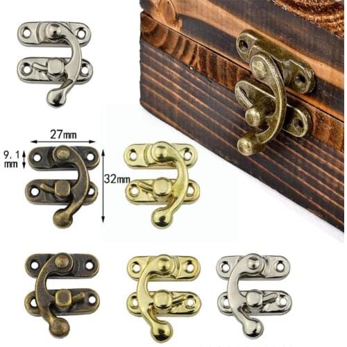 5 sets Vintage Metal Hardware Wooden Box Decorative Clasps With Hasp Padlock Lock Latch Screws N9H5