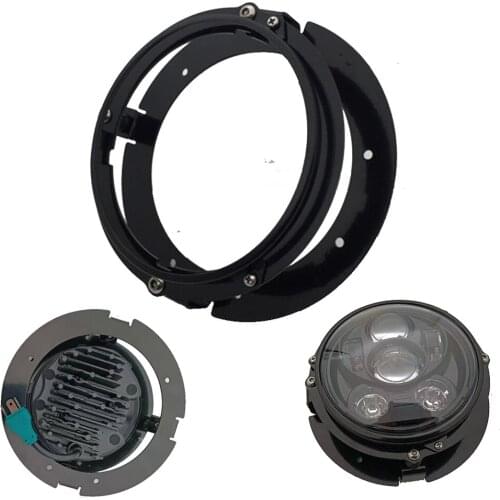 Yait 1pcs Chrome 5 3/4" 5.75 inch Headlight Bracket Kit Black for Motorcycle for 5.75-Inch LED Headlights