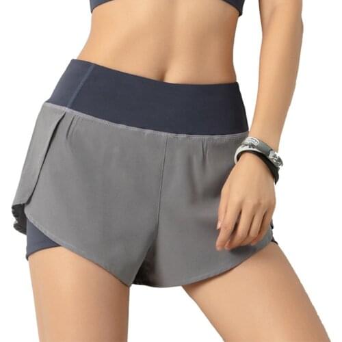 Women Yoga Shorts Sports Running Sportswear Fitness Run Seamless Exercise Hips Push Up Gym Shorts 2 In 1 Quick Dry Pocket