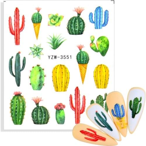 1pcs Flower Plant Adhesive 3d Rose Nail Sticker Abstract Geometric Animals Nails Art Decoration Cute Cartoon Designs Nail Decals