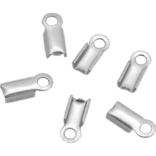 100pcs/lot Stainless Steel Cords Crimp End Caps End Clasps Beads for DIY Bracelet Necklace Jewelry Findings Connectors Wholesale