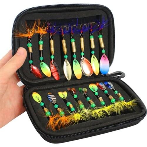 17pcs/set Fishing Lure Eva Composite Sequin Fishing Spinner Lures + Portable Carry Bag Packing: EVA foam inner core