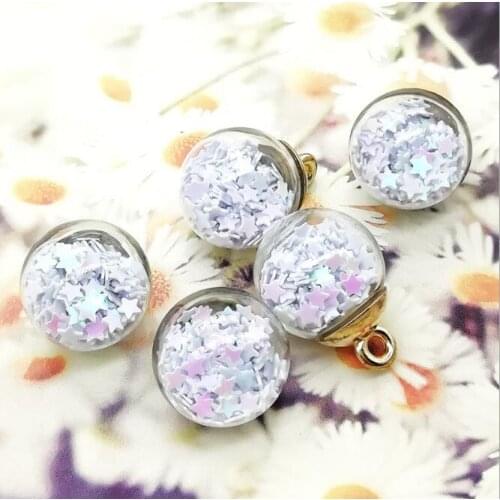 201914mm white glass ball round transparent pentagonal small star sequin pendant earrings jewelry accessories