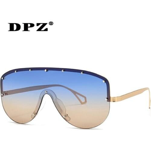 2020 DPZ goggle Sunglasses Women men Integrated Retro Vintage Sunglasses Oversized blue Luxury Brand UV400 oculos de sol Shades