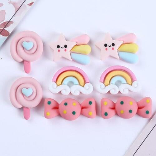 30Pcs Lollipops Candy Rainbow Resin Ornaments Scrapbook Jewelry DIY Crafts Supplies Kids Hair Accessories Phone Shell Patch Arts