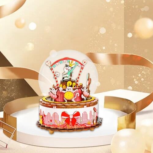 3D Wooden Puzzles Hand Crank Music Box Toys-DIY Wood Crafts Kit-Birthday Gift for Boy Girl Adult