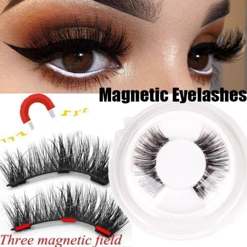 3D Magnetic Eyelashes with 3 Magnets Magnetic Lashes Natural Long False Eyelashes Magnet Eyelash Extension Makeup Tools