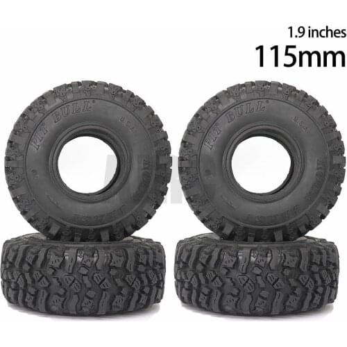 4PCS 115MM Rubber Mud Grappler Tires for 1:10 RC Crawler Axial SCX10 SCX10 II JEEP 90046 90047 TRX-4 Defender G500 TRX-6 G63