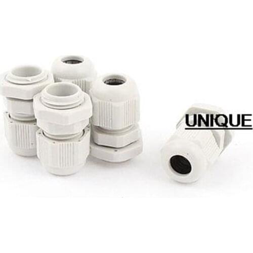 5 Pcs 4mm-8mm Diameter Cable Glands Plastic Fasteners Joint Connectors PG9 White