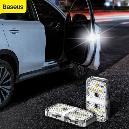 Baseus 2Pcs 6 LEDs Car Openning Door Safety Warning Light Wireless Magnetic Alarm Signal Lamp Anti-collision Flashing Lights